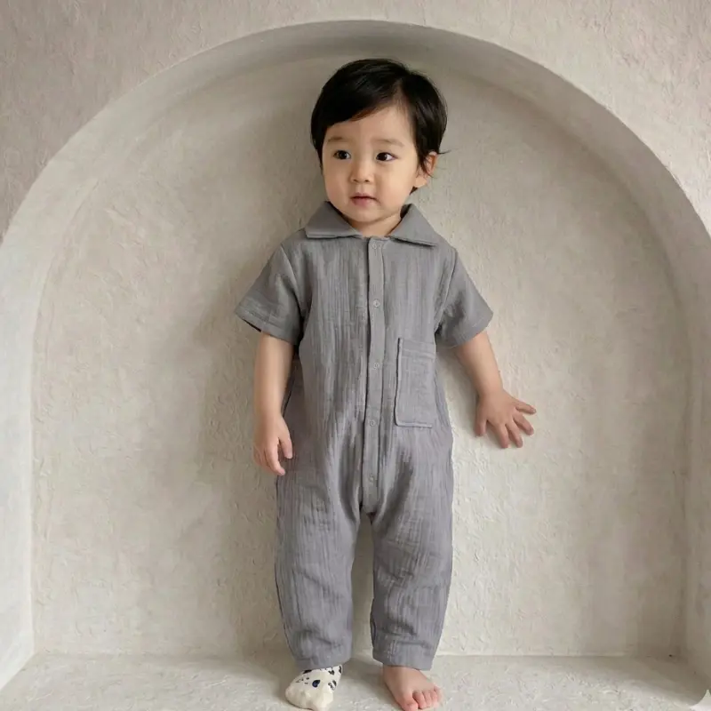 Gri Müslin tulum  - HappyKDS123