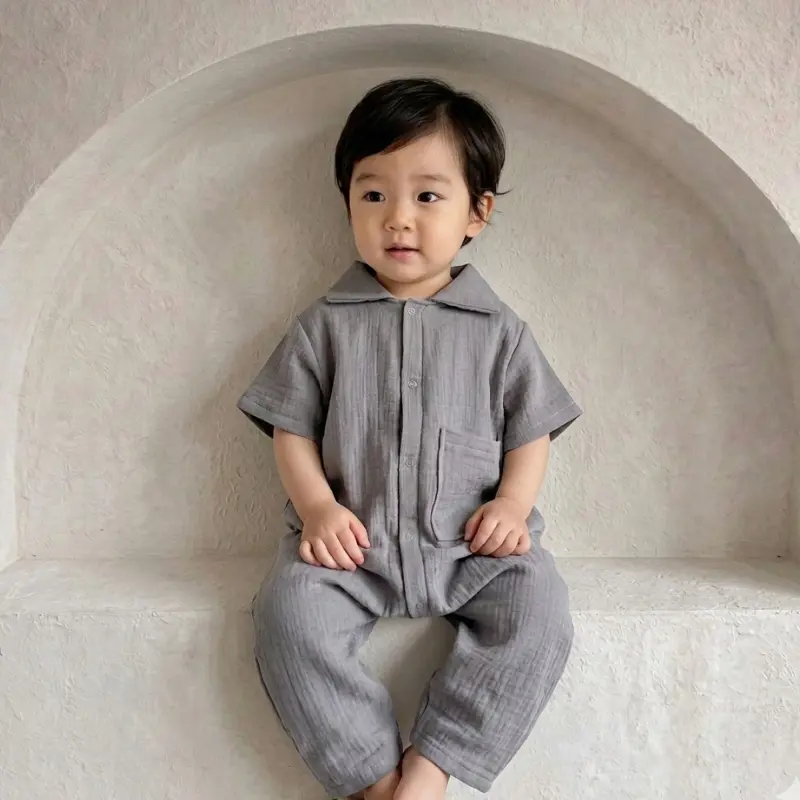 Gri Müslin tulum  - Görsel 2